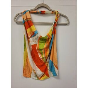 Lipsy Halter Top Multicolor Blouse Womens Size M Medium‎ Abstract Print